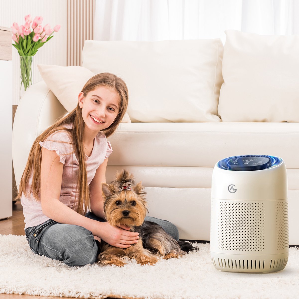 AG320 Luchtreiniger - Air Purifier -Luchtreinigers met Hepa Filter - Slaapkamer Air Cleaner - Slaapstand - Kinderslot - High Quality Filtersystem - Voor Schone Gezonde Lucht -Tegen Stof, Hooikoorts En Allergie - Verwijdert 99,97% -Display — afbeelding 6