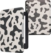 kwmobile hoes geschikt voor Amazon Kindle Paperwhite - Magnetische sluiting - E reader cover in zwart / wit - Koeien Patroon design