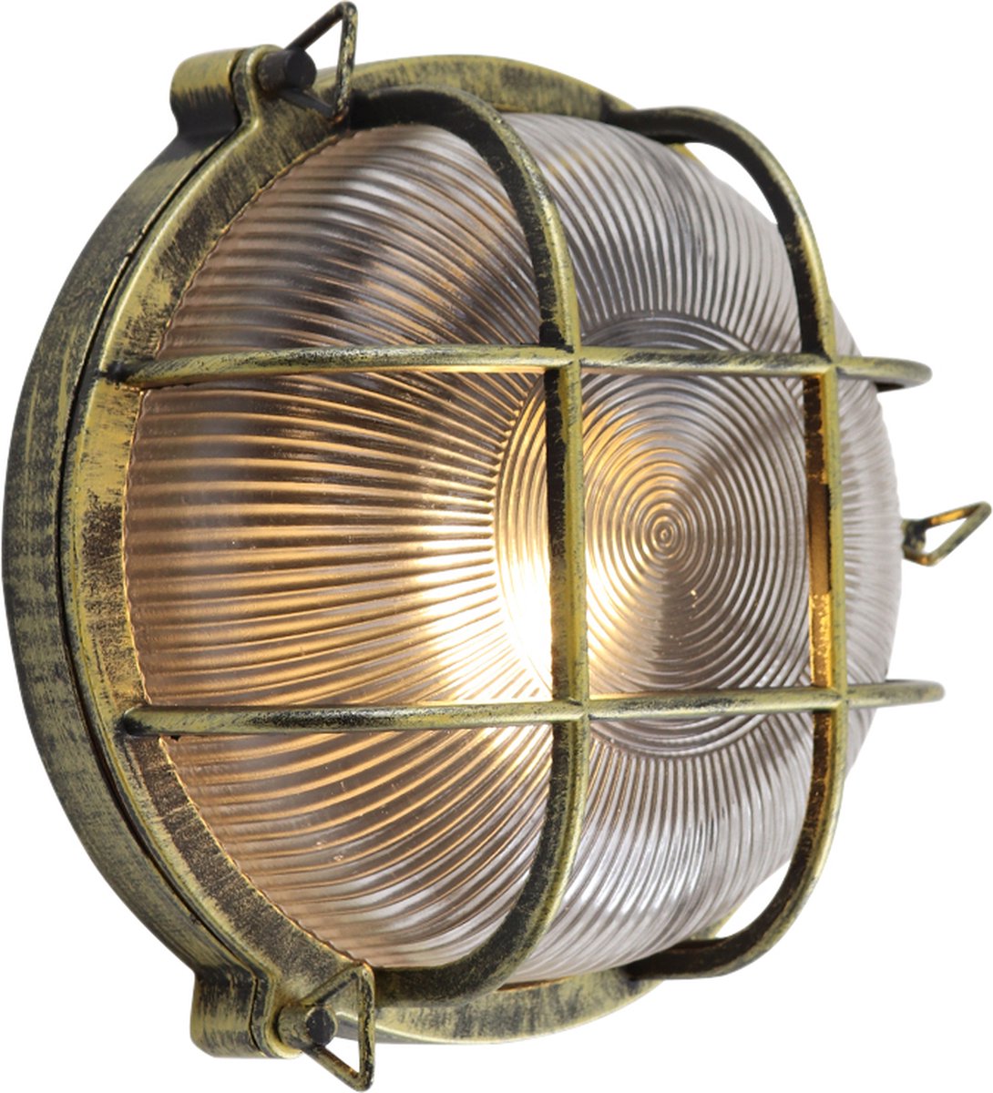 Olucia - JUANITA - Buitenmuurlamp - Zwart / Goud - Vorm: Rond