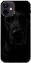 Geschikt voor iPhone 12 hoesje - Hond - Huisdier - Zwart - Siliconen Telefoonhoesje