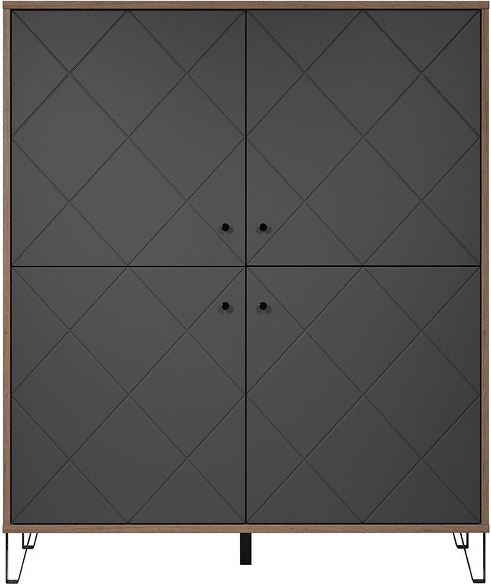 Hoge kast Montez | 123 x 40 x 136 cm | Antraciet front