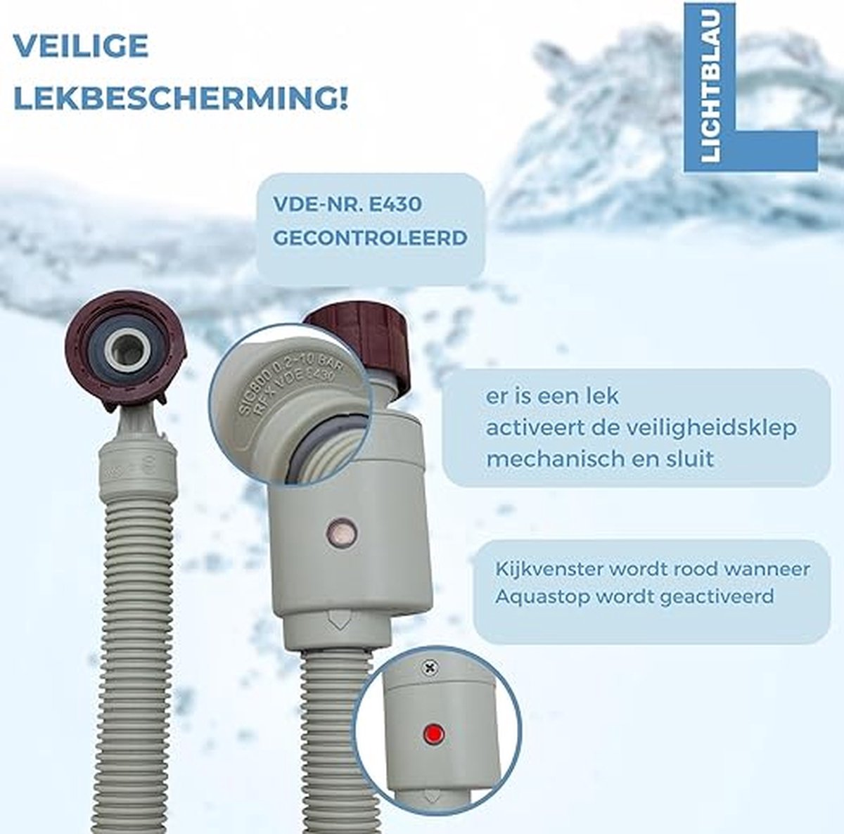 Bomann Aquastop Waterslang 2m - Veilig Voor Wasmachine En Vaatwasser Met Waterstop