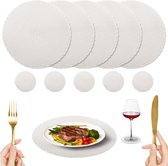 Set van 12 kerstplacemats, ronde crèmewitte placemats, geweven placemats, wasbare placemats met onderzetters, hittebestendig, antislip placemats voor bruiloft, feest, 34 cm