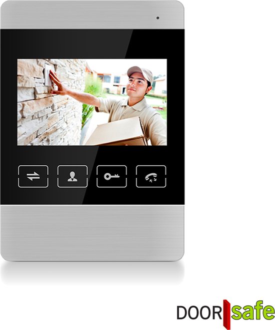 Doorsafe 7160 - camera deurbel met regenkap en intercom - 2 draads van deurbel naar 2 x 4,3 inch scherm - opslag beelden op 16Gb SD-kaart - deuropener aansluitbaar — afbeelding 4