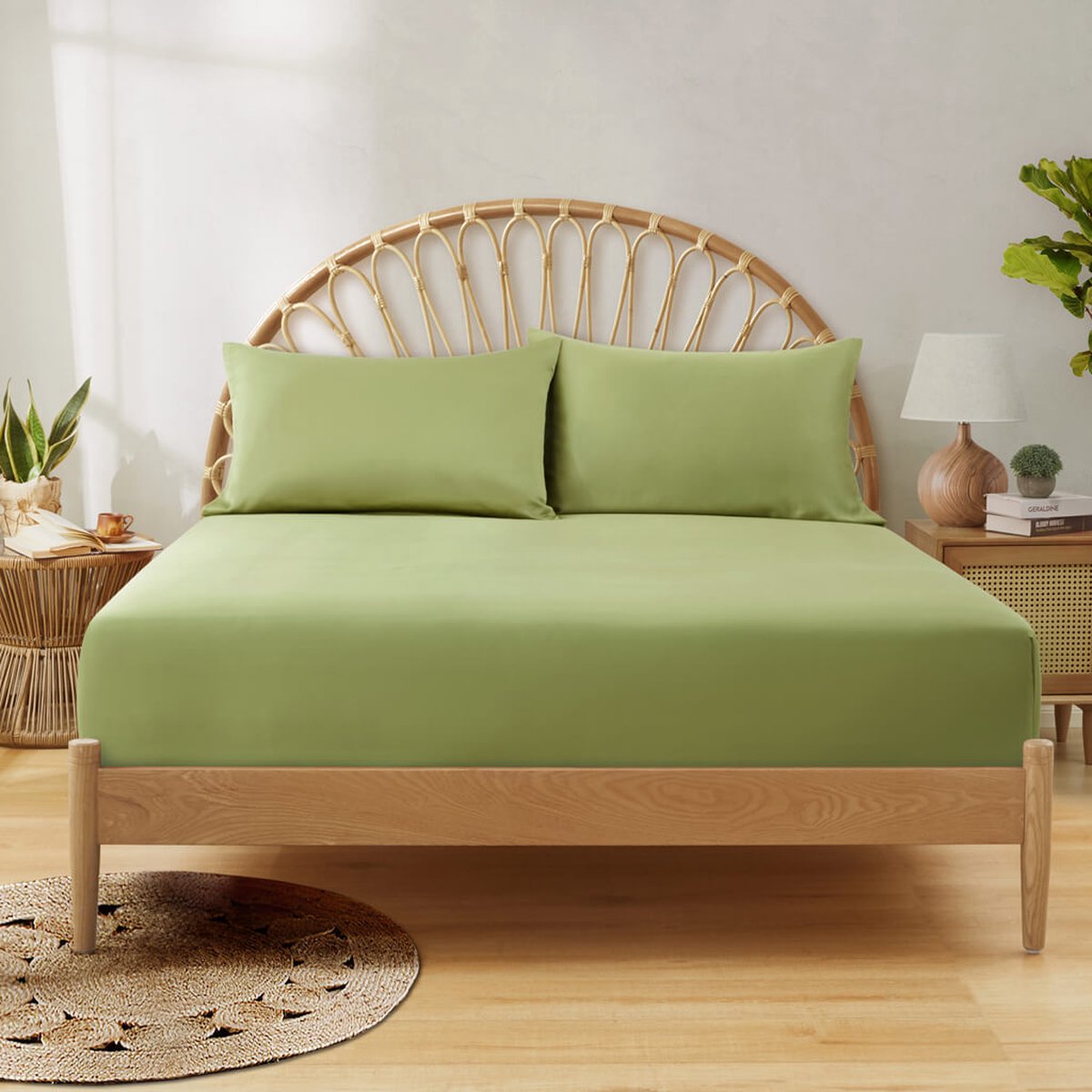 Bamboebaas® premium bamboe hoeslaken topper - Soft green - 180x200x18 cm - Lits-jumeaux extra breed - 100% biologisch bamboe - Antibacterieel - Hypoallergeen - Zijdezacht - Thermoregulerend