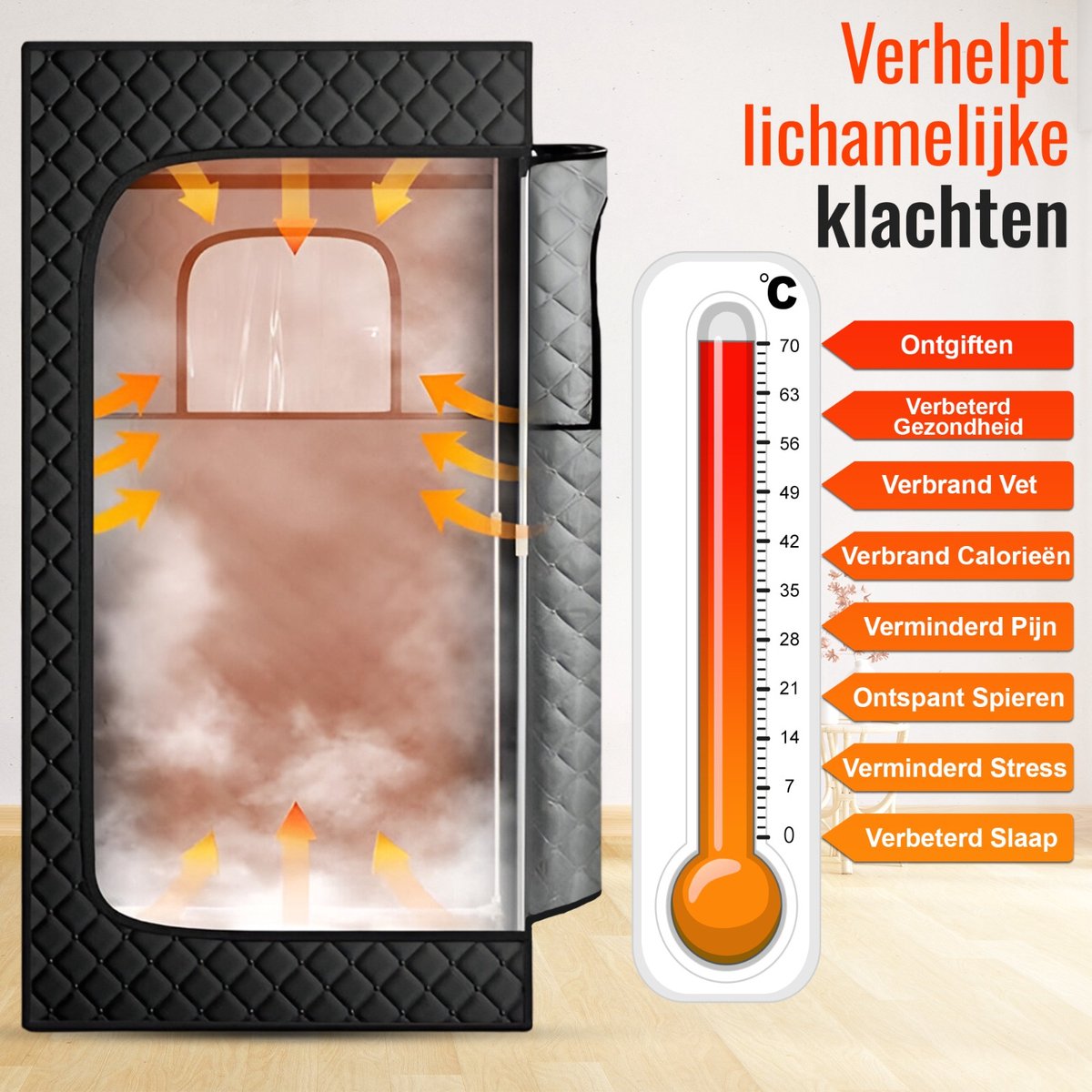 Ferodelli Draagbare Mobiele Sauna - Stoomcabine - Sauna Deken - Sauna Tent - Portable - Stoomsauna - Sauna Badjas - Inclusief Stoel & Generator thumbnail 3