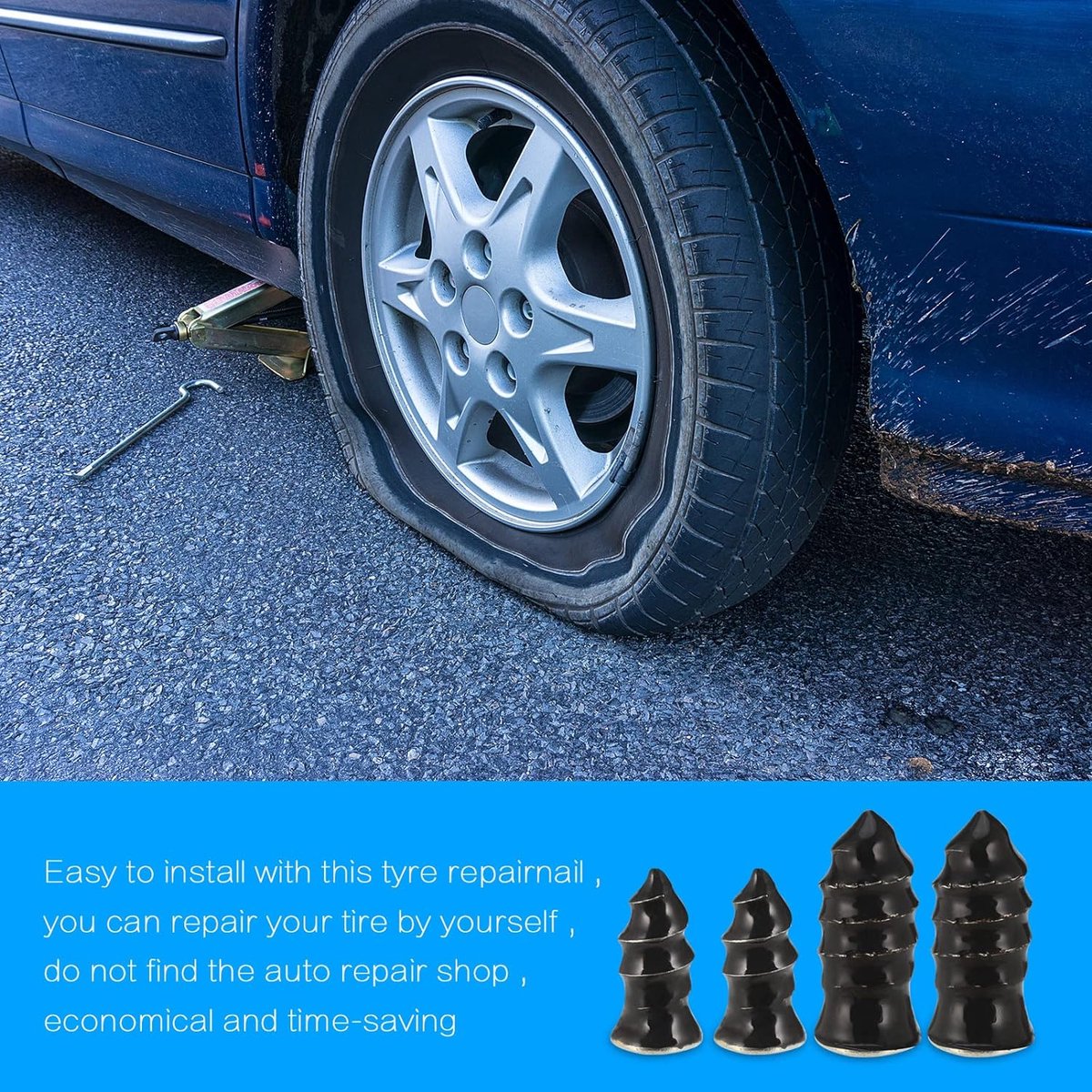 Réparation Crevaison Urgent Kit Réparation Pneu Rhino USA 86 Pièces | Pour Vélo, Voiture, Moto | Répare Crevaisons Rapidement Réparation Crevaison Urgente