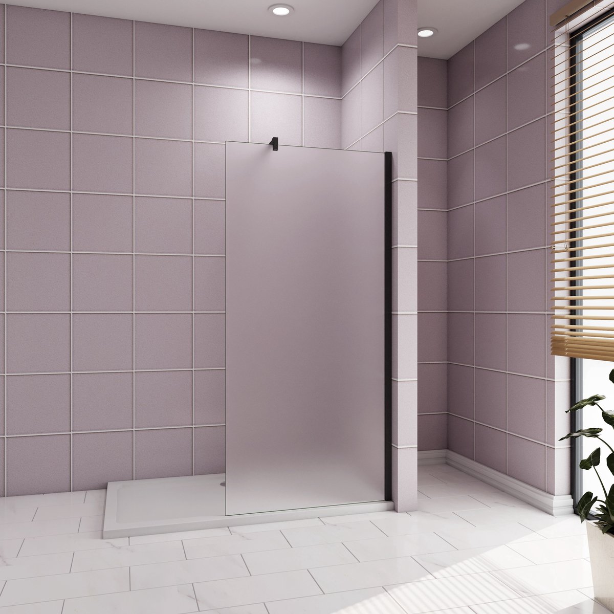 Inloopdouche 110x200cm，10mm NANO EasyClean veiligheidsglas met matte folie,F-vorm 90cm Stabilisatiestang,zwart