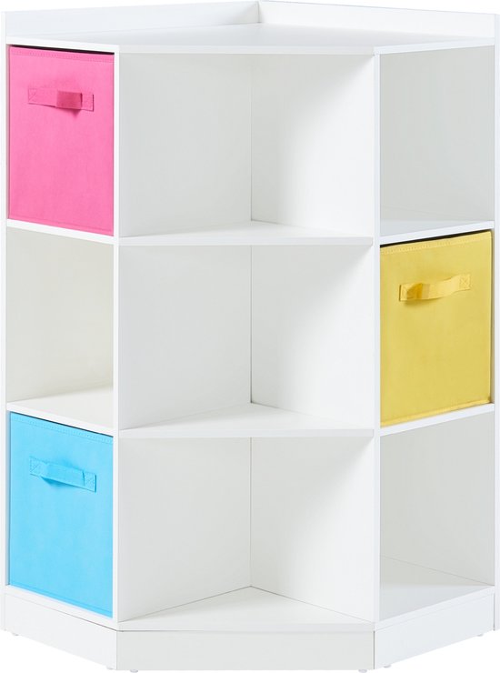 Kinderkast Måsøy hoekkast 100x56,5x56,5 cm wit roze blauw geel