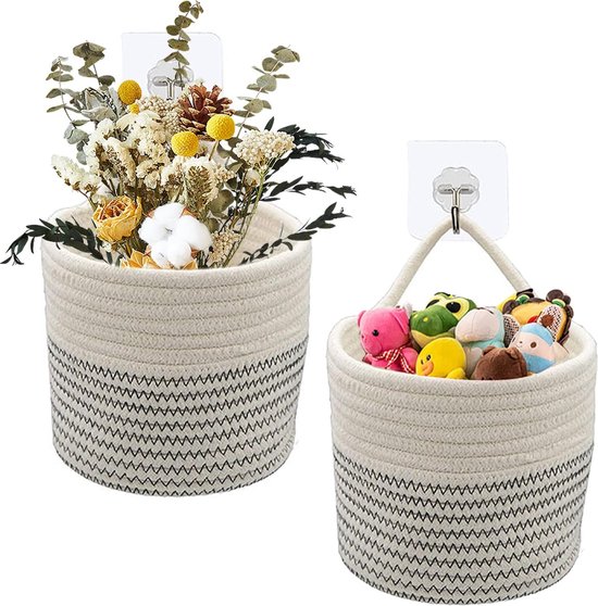 2x opbergmand hangend, mandje voor in de badkamer, hal, slaapkamer