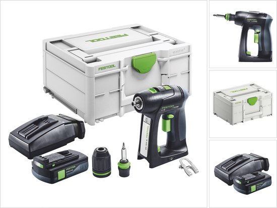 Festool C 18-Basic accuschroefboormachine 18 V 45 Nm borstelloos + 1x accu 3.0 Ah + lader + systainer