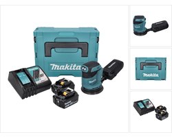 Makita DBO 180 RGJ accu excentrische schuurmachine 18 V 125 mm + 2x accu 6,0 Ah + oplader + Makpac