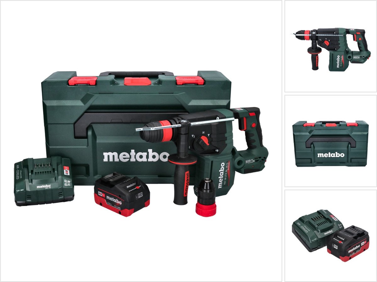 Metabo KH 18 LTX BL 28 Q accu-boorhamer 18 V 3 J SDS plus Brushless + 1x accu 5,5 Ah + oplader + metaBOX