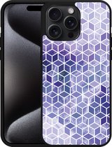 Cazy Hardcase Hoesje geschikt voor iPhone 15 Pro Max Paars Hexagon Marmer