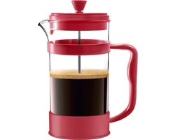 French Press/Franse Pers Koffiezetapparaat, Koffie of Thee Maker met Drie Filters, Hittebestendig Borosilicaatglas met Stalen Zuiger - 1000ml / 1 Liter / 34Oz - Rood
