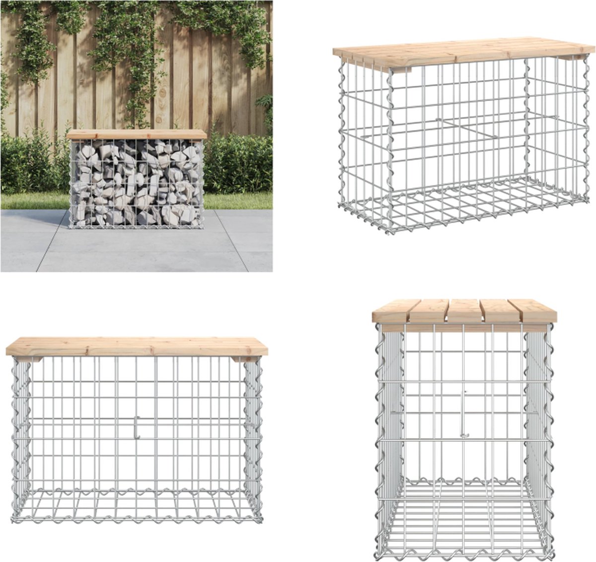 vidaXL Tuinbank schanskorfontwerp 63x31,5x42 cm massief grenenhout - Tuinbank - Tuinbanken - Buitenbank - Parkbank