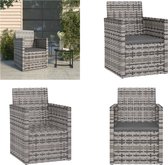 vidaXL Chaise de jardin avec coussins Poly rotin Gris - Chaise de jardin - Chaises de jardin - Chaise d'extérieur - Chaise de terrasse