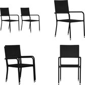 vidaXL Chaises de jardin 2 pcs Poly rotin Noir - Chaise empilable - Chaises empilables - Chaise - Chaises