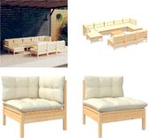 vidaXL 11-delige Loungeset met crèmekleurige kussens grenenhout - Loungeset - Loungesets - Lounge Set - Lounge Sets