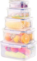 Keukenorganizer Voedselcontainers [5-pack] Plastic Magnetron Koelkast Vaatwasmachinebestendig BPA-vrije transparante container Lunchbox voor thuiskeuken