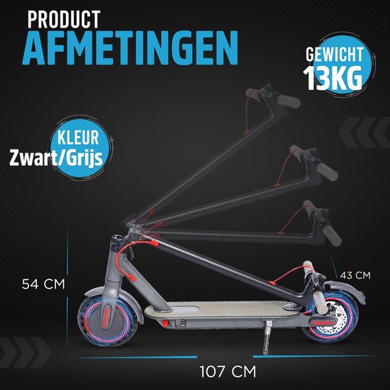 Fat Wheelz Elektrische Step voor Volwassenen - Elektrische Scooter met 8.5''banden - Motorvermogen E Step van 350W - Bereik tot 28km aan Snelheid van 25km/u - Met App - Fat Wheelz