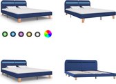vidaXL Bedframe met LED stof blauw 160x200 cm - Bedframe - Bedframes - Bed - Bedden
