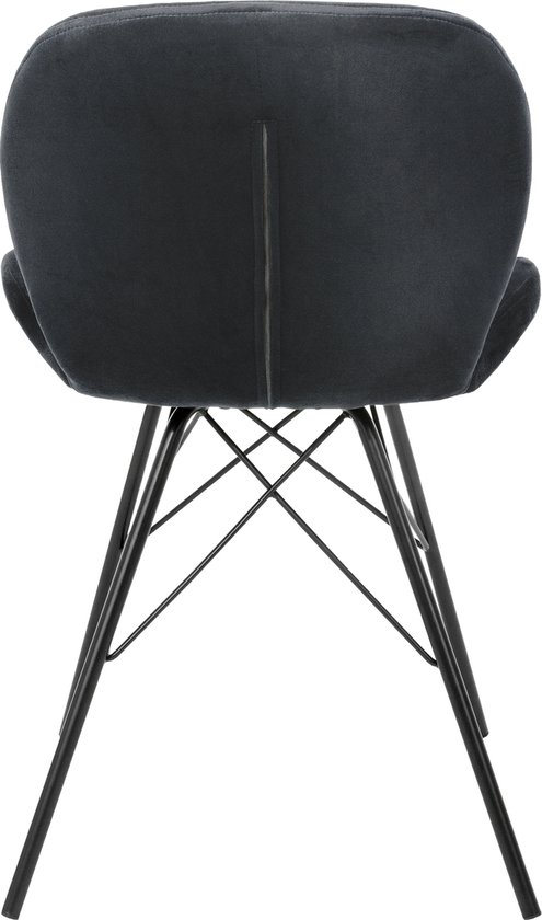 ML-Design set van 6 eetkamerstoelen met rugleuning, antraciet, keukenstoel met fluwelen bekleding, gestoffeerde stoel met metalen poten, ergonomische stoel voor eettafel, woonkamerstoel keukenstoelen