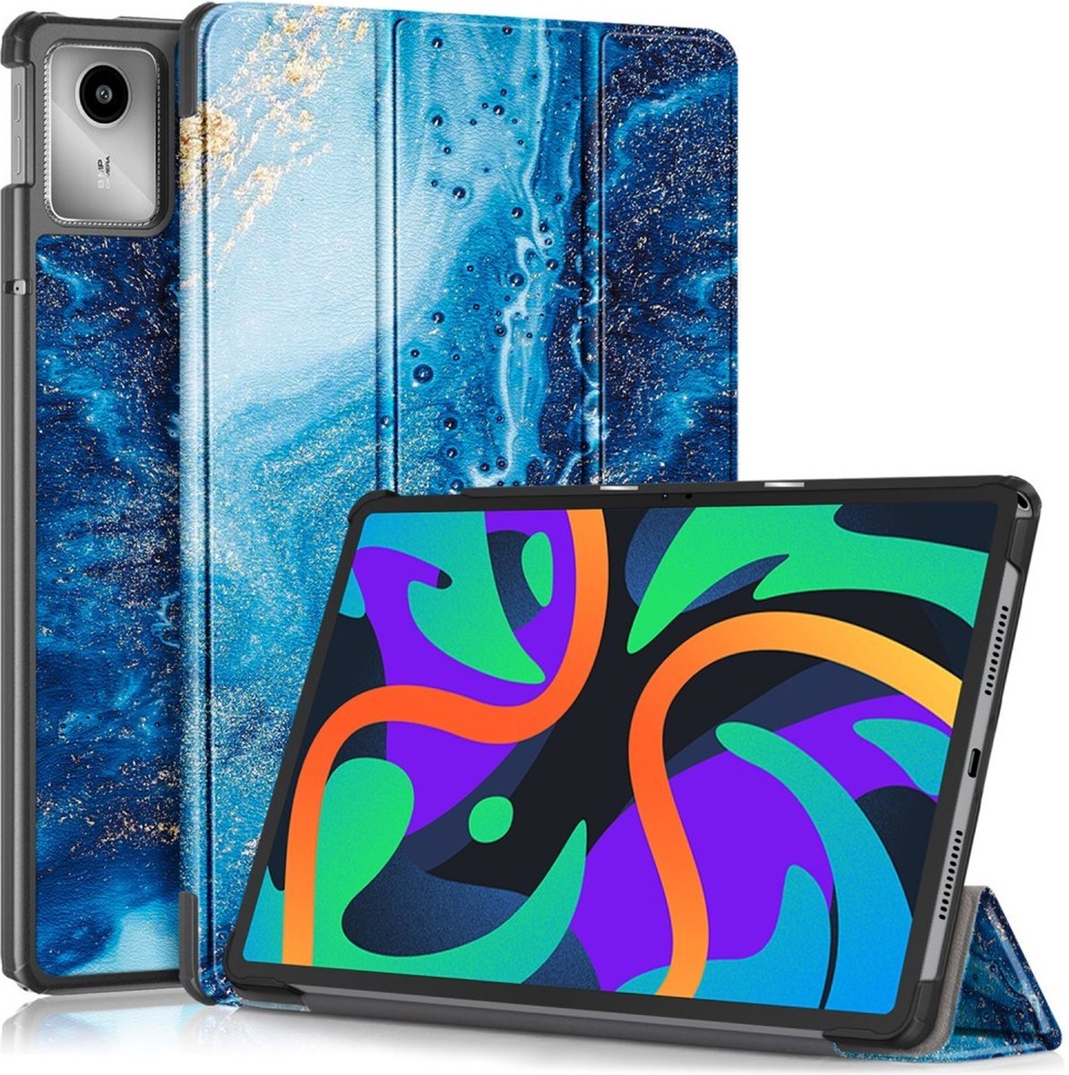 Tablethoes geschikt voor Lenovo Tab M11 Hoesje - Tri-Fold Book Case met Wake/Sleep - Ocean