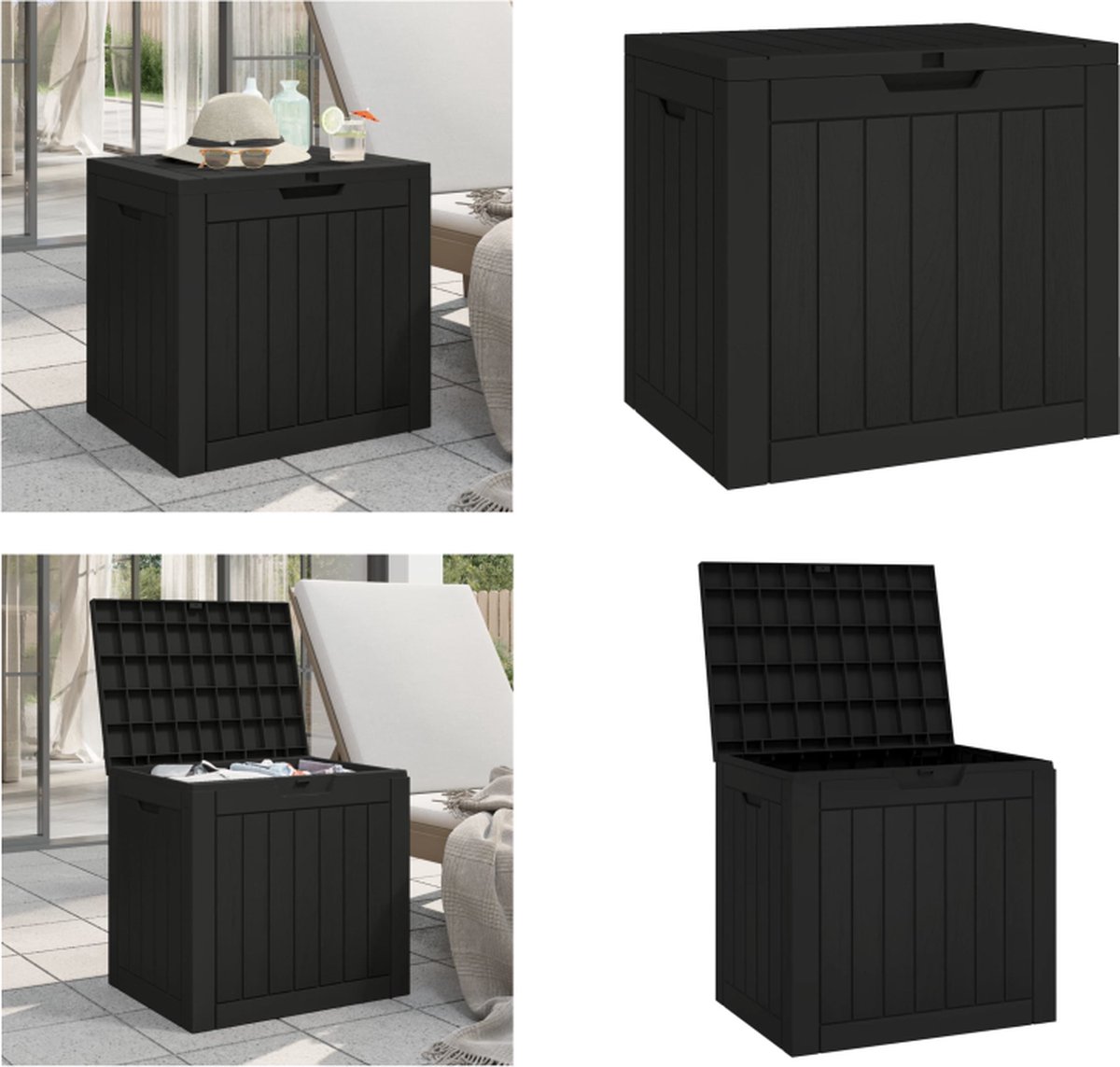 VidaXL Tuinbox 55-5x43x53 cm polypropeen zwart Tuinbox Tuinboxen Opbergbox Tuinopbergbox