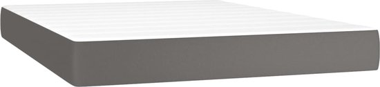 vidaXL Boxspring met matras kunstleer grijs 140x190 cm - Boxspring - Boxsprings - Bed - Slaapmeubel