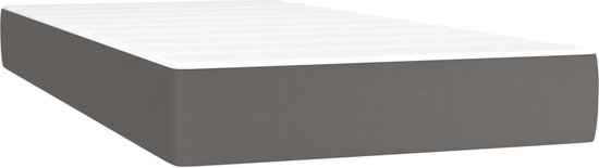 vidaXL Boxspring avec matelas Simili cuir Gris 90x200 cm - Boxspring - Sommiers - Lit - Meubles de couchage