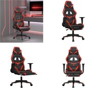 vidaXL Massage gamestoel met voetensteun kunstleer zwart en rood - Gamingstoel - Gamingstoelen - Televisiestoel - Racingstoel