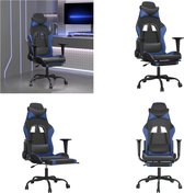 vidaXL Massage gamestoel met voetensteun kunstleer zwart en blauw - Gamingstoel - Gamingstoelen - Televisiestoel - Racingstoel
