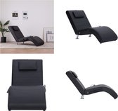 vidaXL Massage chaise longue met kussen kunstleer zwart - Chaise Longue - Chaise Longues - Ligstoel - Ligstoelen
