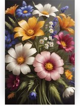 Bos bloemen - Woonkamer canvas schilderijen - Schilderijen bloemen - Klassiek schilderijen - Schilderij op canvas - Decoratie kamer - 60 x 90 cm 18mm