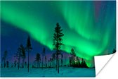 Noorderlicht boven Zweden Poster 60x40 cm - Foto print op Poster (wanddecoratie woonkamer / slaapkamer) / Nacht Poster