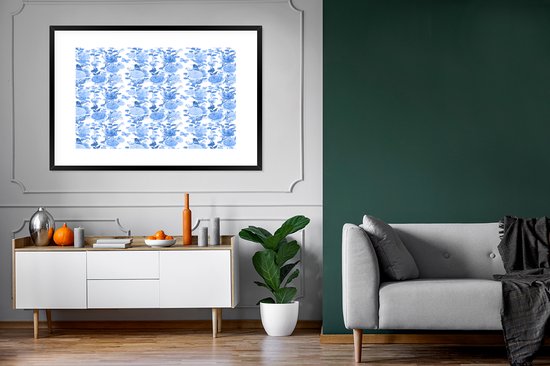 Cadre photo avec affiche - Fleurs - Roses - Blauw - 120x80 cm - Cadre pour affiche