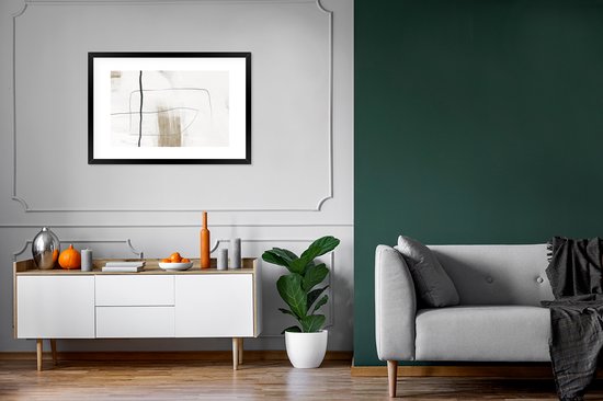 Affiche avec cadre Peinture - Zwart - Wit - 90x60 cm