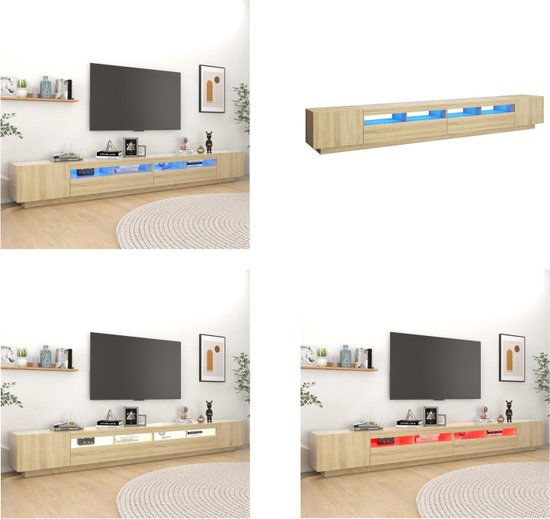 vidaXL Tv-meubel met LED-verlichting 300x35x40 cm sonoma eikenkleurig - Tv-kast - Tv-kasten - Televisiekast - Televisiekasten
