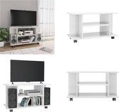 vidaXL Tv-meubel met wieltjes 80x40x40 cm spaanplaat hoogglans wit - Tv-meubel - Tv-meubels - Tv-meubelen - Tv-meubilair