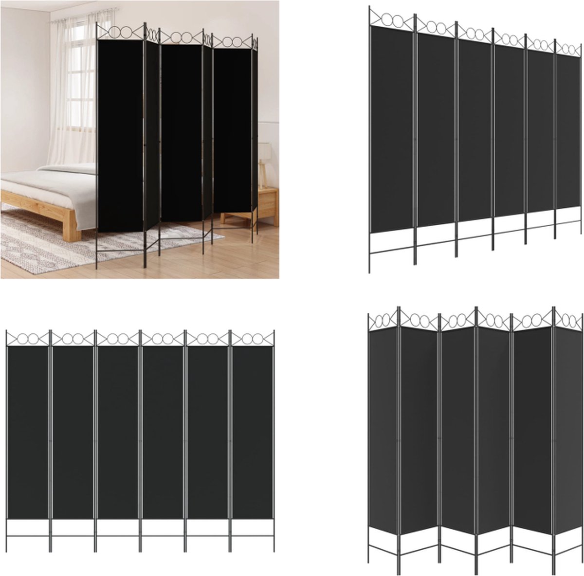 Divisorio a 6 Pannelli Bianco 240×200 cm Tessuto