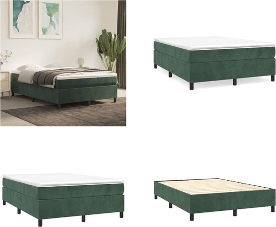 vidaXL Cadre à sommier tapissier Velours Vert foncé 140x190 cm - Cadre de lit à sommier tapissier - Cadres de lit à sommier tapissier - Lit - Meubles de chambre