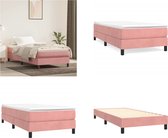 vidaXL Boxspringframe fluweel roze 90x200 cm - Boxspringframe - Boxspringframes - Bed - Ledikant
