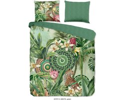 HIP dekbedovertrek tropische print en mandalas - Lits jumeaux 240x200/220 cm - Groen - 100% Katoen satijn