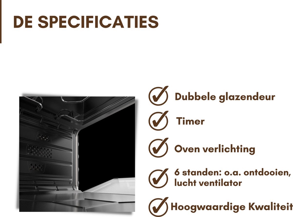 Teffo Vrijstaande Oven - XXL Pro - 70L - Elektrische Oven - Grijs – foto 6