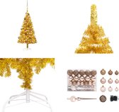 vidaXL Kunstkerstboom met LED's en kerstballen 150 cm PET goudkleurig - Kunstkerstboom - Kunstkerstbomen - Kerstboom - Kerstdecoratie