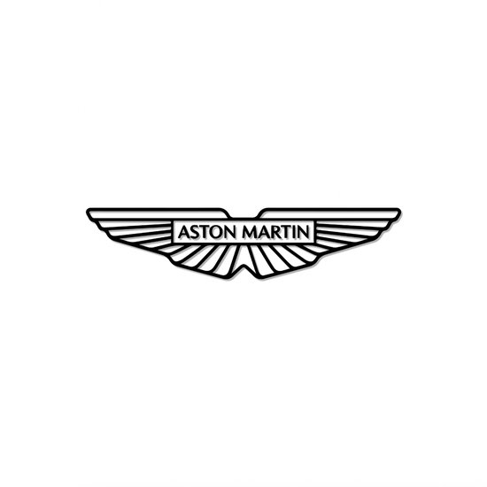 Aston Martin - Logo - Metaalkunst - Wit - 40 x 10 cm - Auto Decoratie - Muur Decoratie- Man Cave - Cadeau voor man- Inclusief ophangsysteem