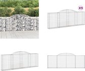 vidaXL-Gabions-9-pcs-arqué-300x30x100/120-cm-fer - Panier à gabions - Paniers à gabions - Gabion - Mur de gabions