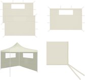 vidaXL Parois latérales de tonnelle avec fenêtres 2 pcs Crème - Zijwand - Parois latérales - Tente de fête - Tentes de fête