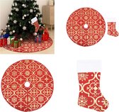 vidaXL Kerstboomrok luxe met sok 90 cm stof rood - Kerstboomjurk - Kerstboomjurken - Kerstboomrok - Kerstboomrokken